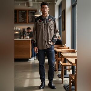 Vintage MWG Western Snap Front Embroidered Shirt